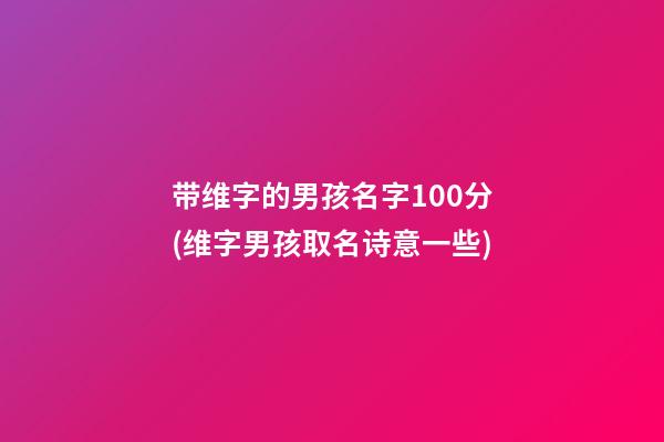 带维字的男孩名字100分(维字男孩取名诗意一些)