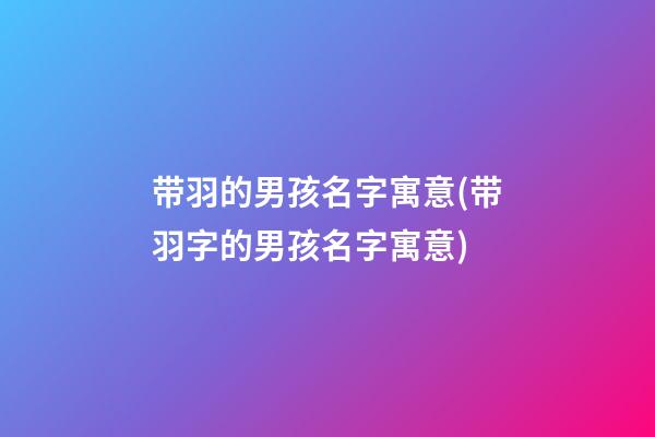 带羽的男孩名字寓意(带羽字的男孩名字寓意)