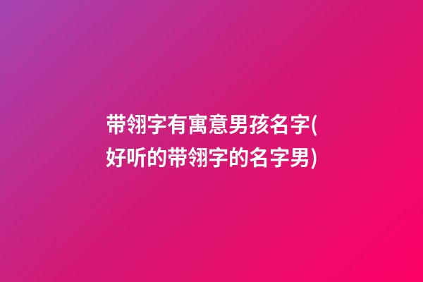 带翎字有寓意男孩名字(好听的带翎字的名字男)