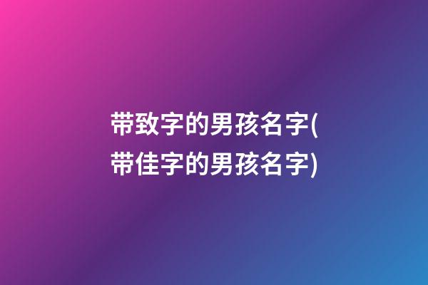 带致字的男孩名字(带佳字的男孩名字)