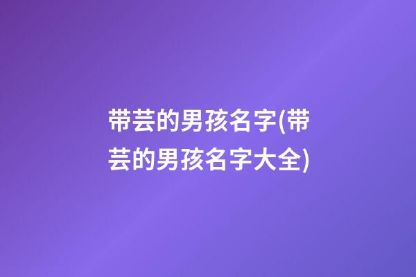 带芸的男孩名字(带芸的男孩名字大全)