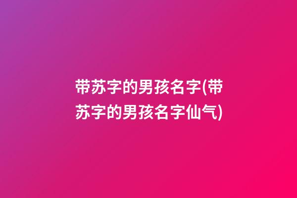 带苏字的男孩名字(带苏字的男孩名字仙气)
