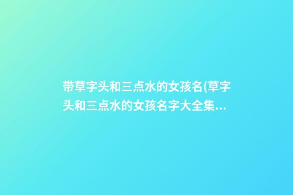 带草字头和三点水的女孩名(草字头和三点水的女孩名字大全集)