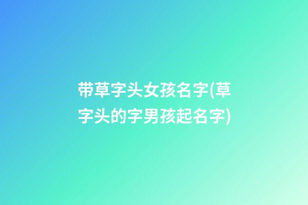 带草字头女孩名字(草字头的字男孩起名字)