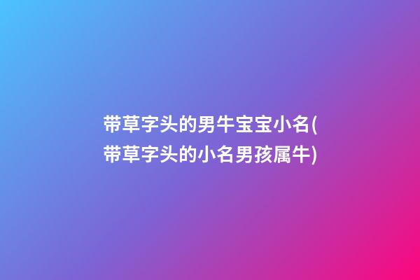 带草字头的男牛宝宝小名(带草字头的小名男孩属牛)