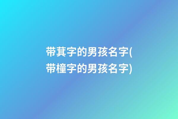 带萁字的男孩名字(带橦字的男孩名字)