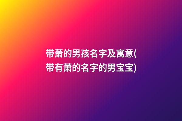 带萧的男孩名字及寓意(带有萧的名字的男宝宝)