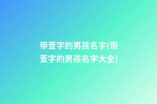 带萱字的男孩名字(带萱字的男孩名字大全)