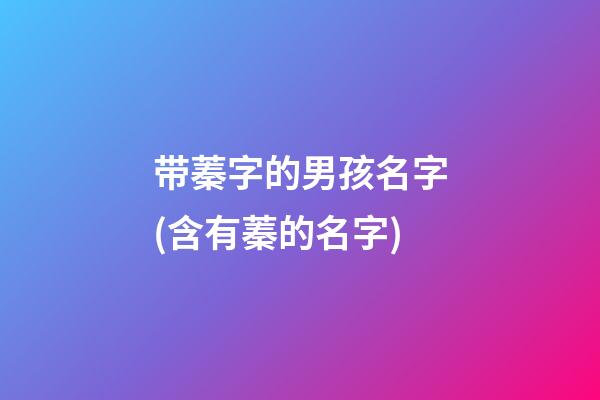 带蓁字的男孩名字(含有蓁的名字)