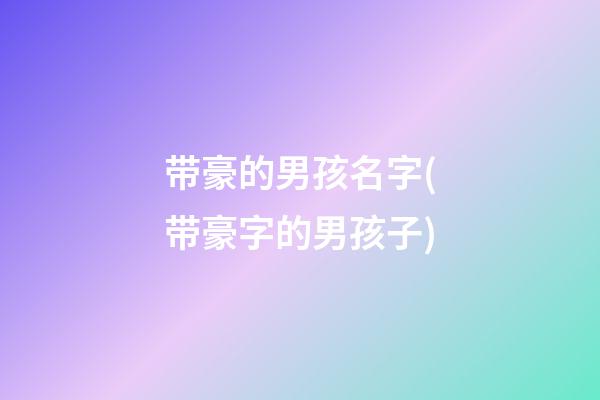 带豪的男孩名字(带豪字的男孩子)