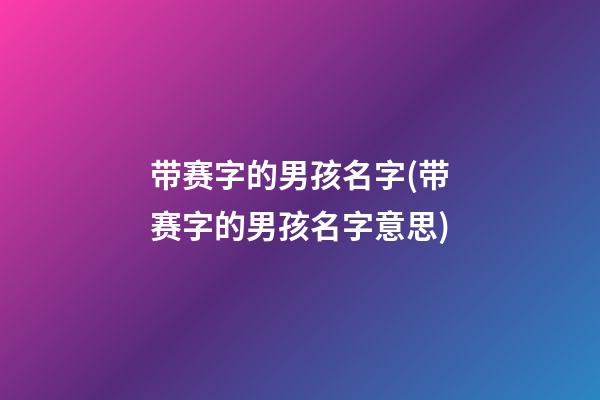 带赛字的男孩名字(带赛字的男孩名字意思)