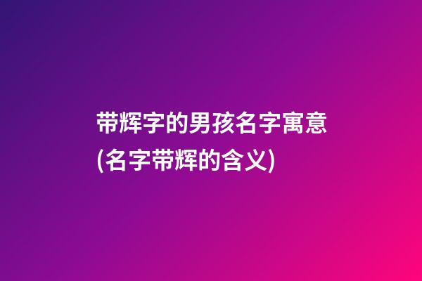 带辉字的男孩名字寓意(名字带辉的含义)