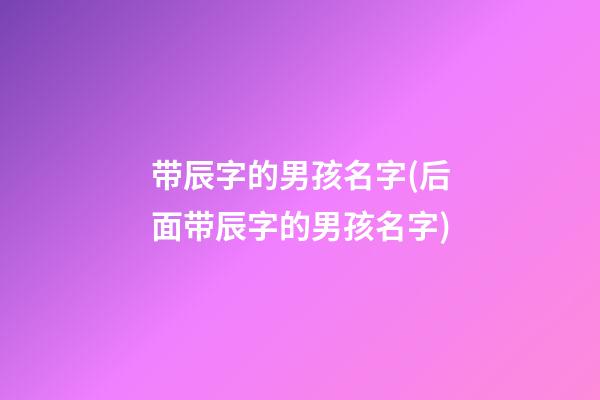 带辰字的男孩名字(后面带辰字的男孩名字)