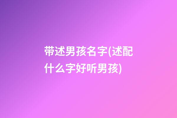 带述男孩名字(述配什么字好听男孩)