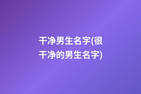 干净男生名字(很干净的男生名字)