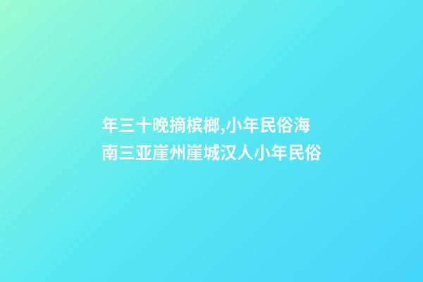 年三十晚摘槟榔,小年民俗海南三亚崖州崖城汉人小年民俗-第1张-观点-玄机派