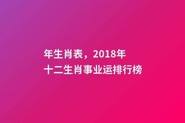 年生肖表，2018年十二生肖事业运排行榜-第1张-观点-玄机派