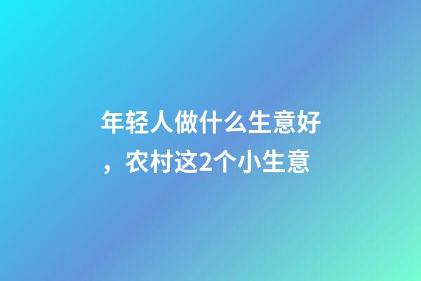 年轻人做什么生意好，农村这2个小生意-第1张-观点-玄机派