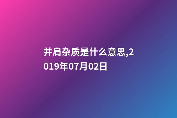 并肩杂质是什么意思,2019年07月02日-第1张-观点-玄机派
