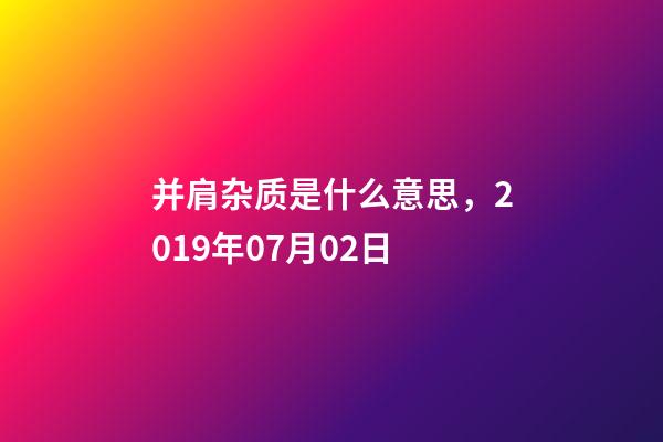 并肩杂质是什么意思，2019年07月02日-第1张-观点-玄机派