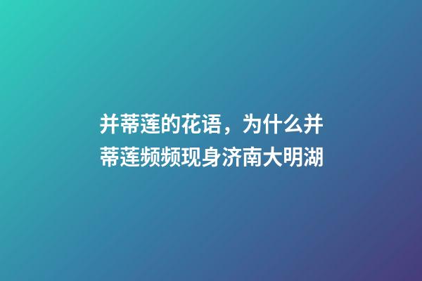 并蒂莲的花语，为什么并蒂莲频频现身济南大明湖-第1张-观点-玄机派