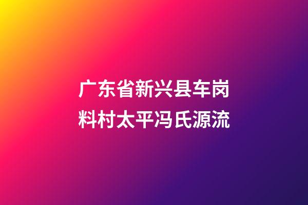 广东省新兴县车岗料村太平冯氏源流