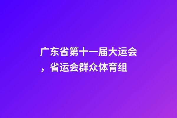 广东省第十一届大运会，省运会群众体育组-第1张-观点-玄机派