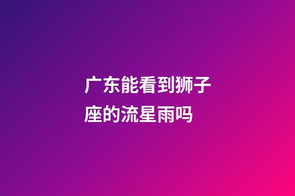 广东能看到狮子座的流星雨吗-第1张-星座运势-玄机派