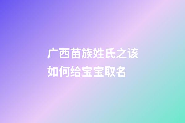 广西苗族姓氏之该如何给宝宝取名
