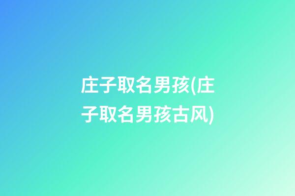 庄子取名男孩(庄子取名男孩古风)