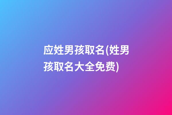 应姓男孩取名(姓男孩取名大全免费)
