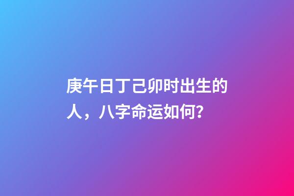 庚午日丁己卯时出生的人，八字命运如何？