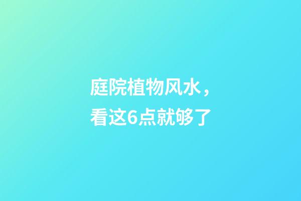 庭院植物风水，看这6点就够了