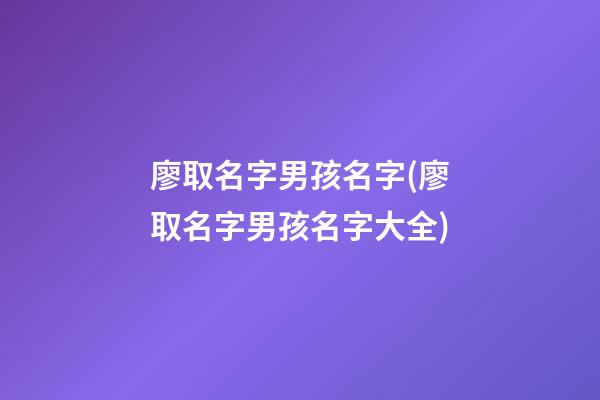 廖取名字男孩名字(廖取名字男孩名字大全)