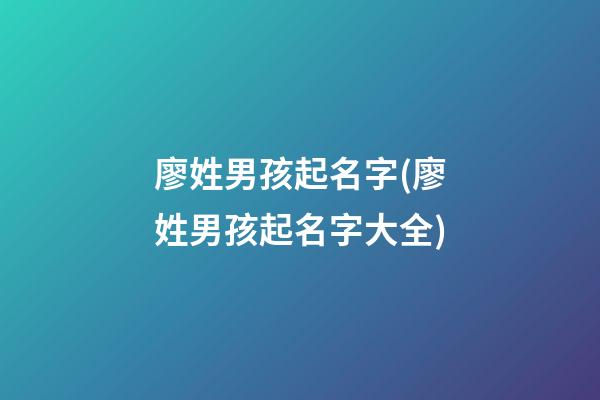 廖姓男孩起名字(廖姓男孩起名字大全)