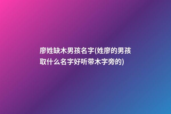 廖姓缺木男孩名字(姓廖的男孩取什么名字好听带木字旁的)