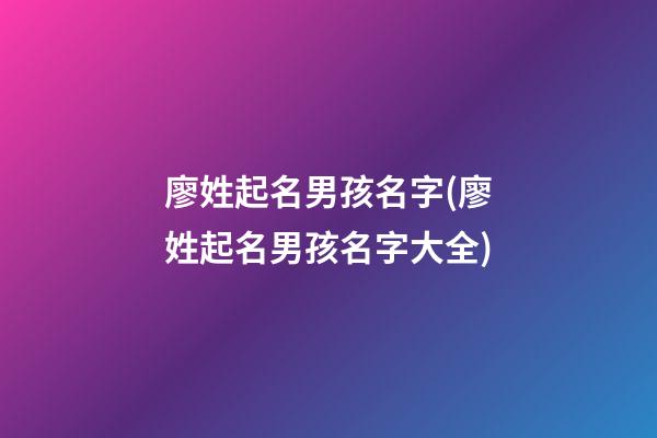 廖姓起名男孩名字(廖姓起名男孩名字大全)