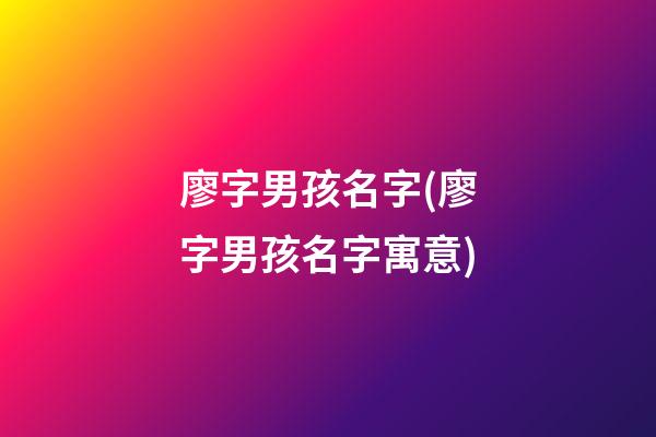 廖字男孩名字(廖字男孩名字寓意)