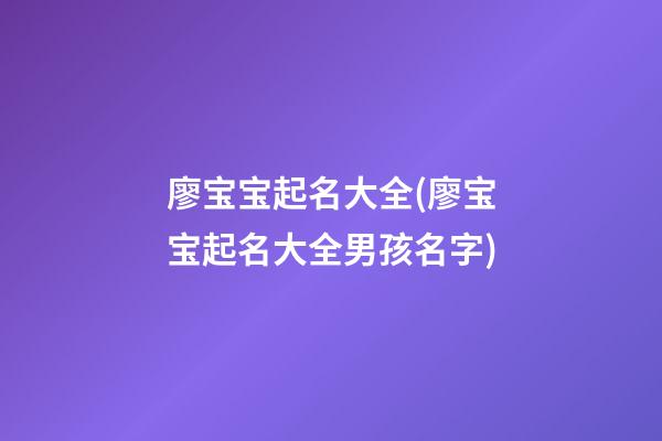 廖宝宝起名大全(廖宝宝起名大全男孩名字)
