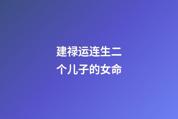 建禄运连生二个儿子的女命