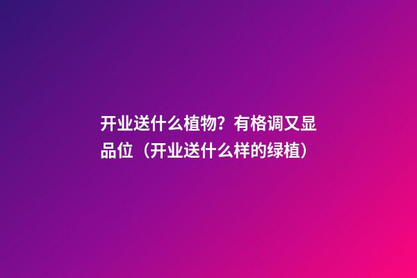 开业送什么植物？有格调又显品位（开业送什么样的绿植）