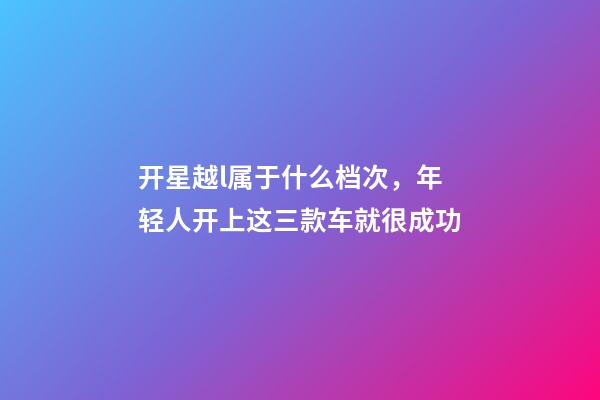 开星越l属于什么档次，年轻人开上这三款车就很成功-第1张-观点-玄机派