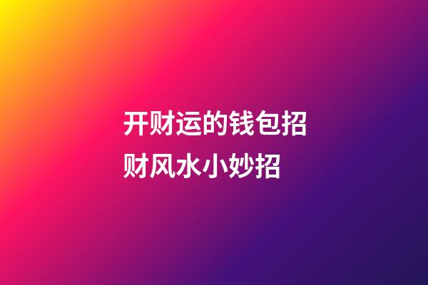 开财运的钱包招财风水小妙招