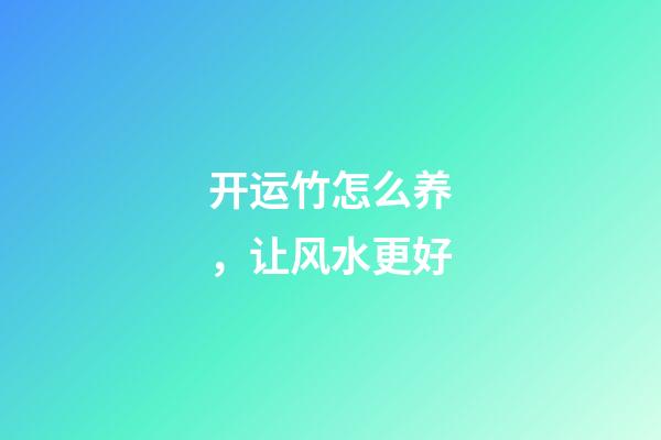 开运竹怎么养，让风水更好