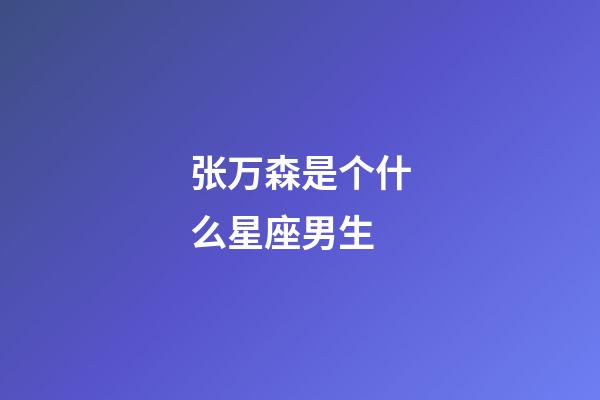 张万森是个什么星座男生-第1张-星座运势-玄机派