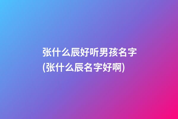 张什么辰好听男孩名字(张什么辰名字好啊)