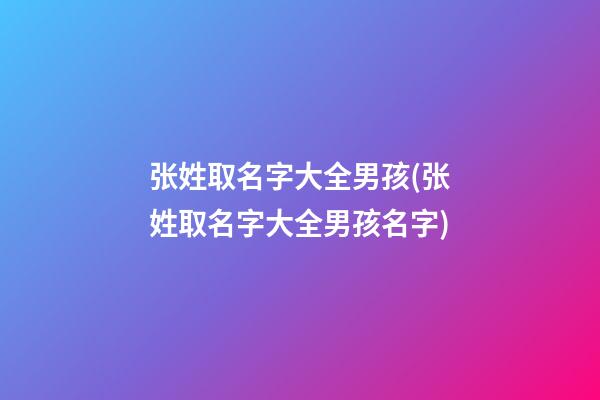 张姓取名字大全男孩(张姓取名字大全男孩名字)