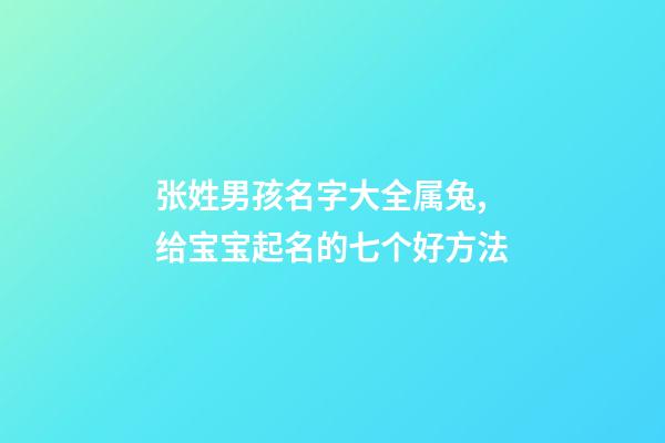 张姓男孩名字大全属兔,给宝宝起名的七个好方法-第1张-观点-玄机派