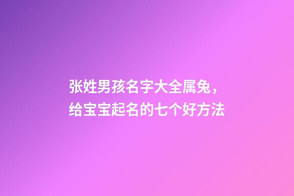 张姓男孩名字大全属兔，给宝宝起名的七个好方法-第1张-观点-玄机派