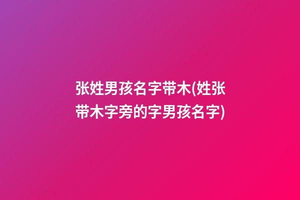 张姓男孩名字带木(姓张带木字旁的字男孩名字)
